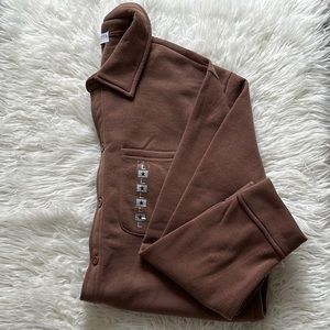 ROMA CONCEPT by Rosee Women winter warm button down blouse Brown color Size L